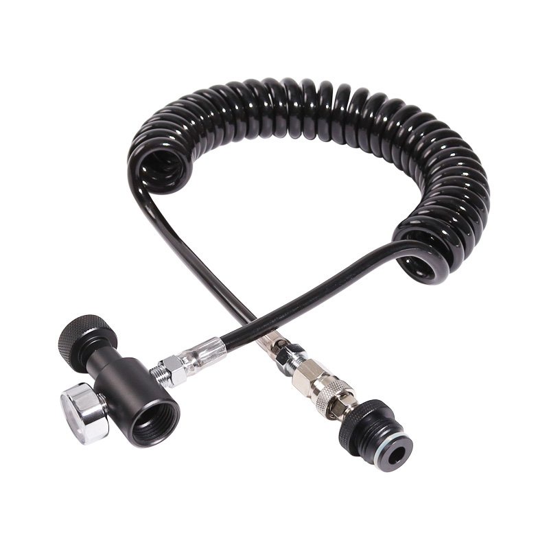 Ống cuộn từ xa Paintball Co2 Khí nén có kiểm tra trượt và đồng hồ đo khổ 3000psi