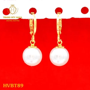 Bông Tai, Khuyên Tai Nữ Dáng Dài Xi Mạ Vàng Non Cao Cấp - Trang Sức Hava Hong Kong - HVBT89