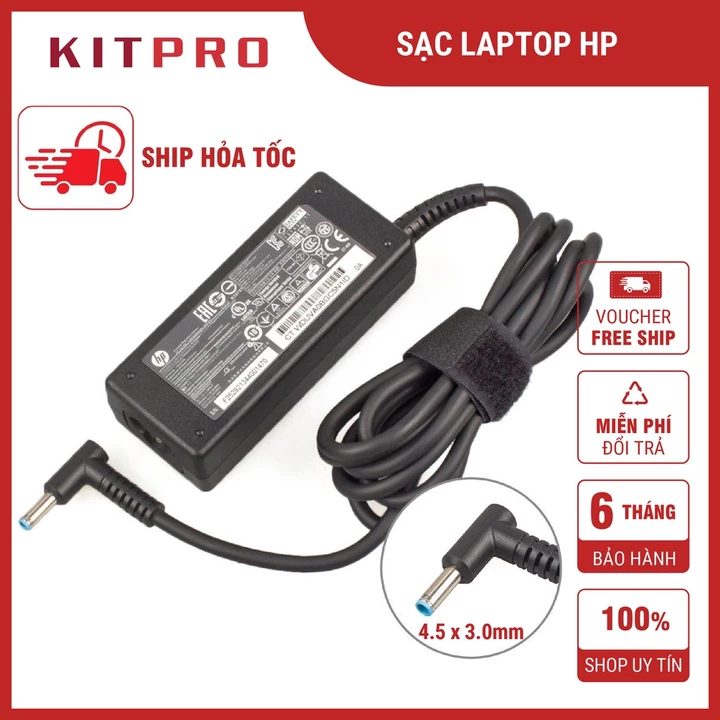 Sạc Laptop HP Đầu Kim Nhỏ 4.5x3.0mm HP Laptop Charger 19.5V 65W Cục Sạc Laptop HP Envy Probook Pavilion Elitebook
