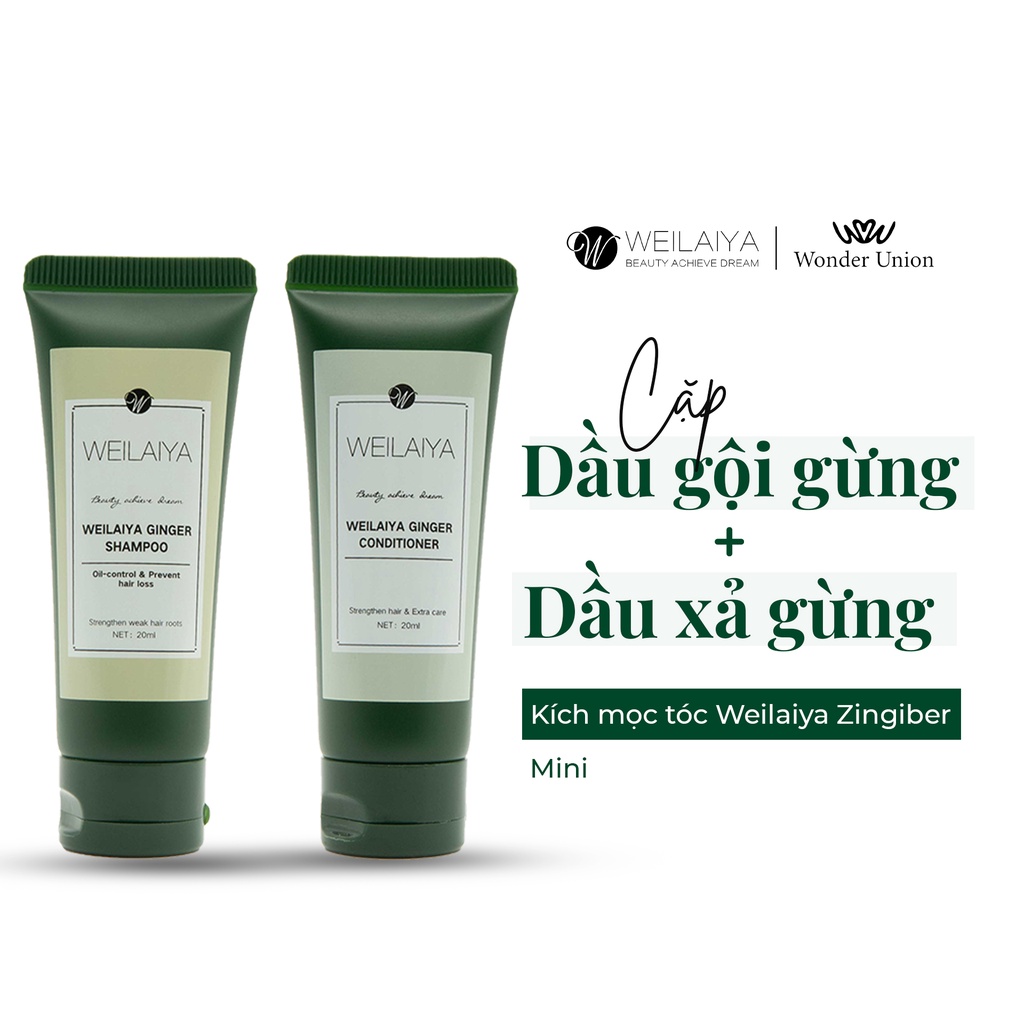 Ảnh Cặp dầu gội đầu và dầu xả tóc thảo dược Weilaiya gừng trắng giúp ngăn rụng và kích thích mọc tóc size du lịch 20ml 3