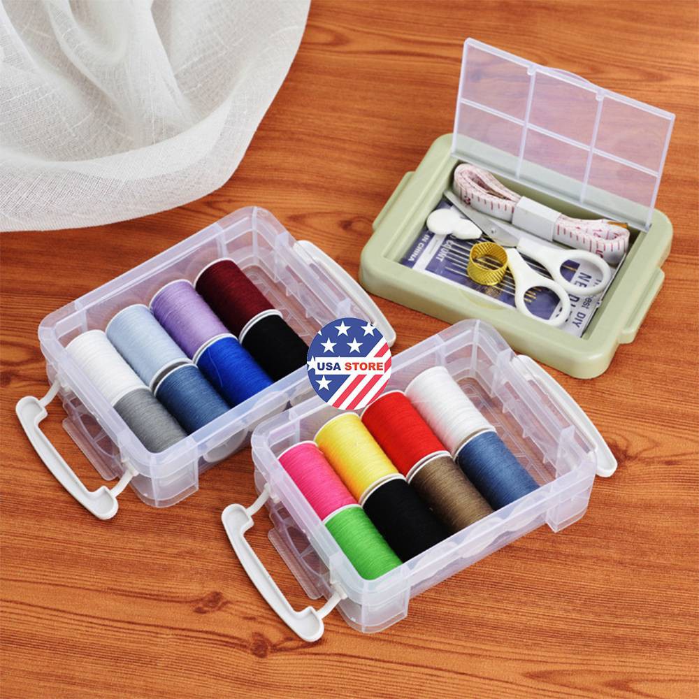 Bộ Hộp Kim Chỉ May Vá Đa Năng Gia Đình NHIỀU TẦNG T3 - Kim Khâu, Chỉ, Kéo, Thước Dây, Đủ Size Màu Mini Hàng Nhập Khẩu