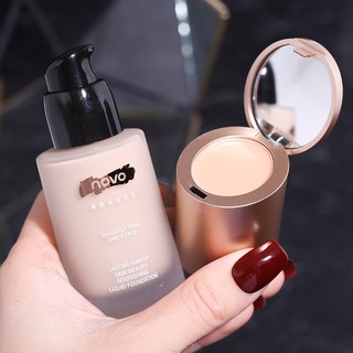 Bộ Phấn Nền Che Khuyết Điểm Dạng Lỏng 2 Trong 1 Chống Thấm Nước Kiềm Dầu NO.5334 Thương Hiệu NOVO