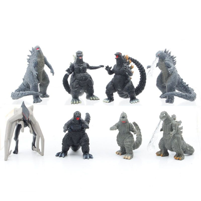 Bộ sưu tập nhân vật hành động bằng nhựa Pvc tám mảnh đa năng có nhân vật Godzilla và khủng long cho trẻ em