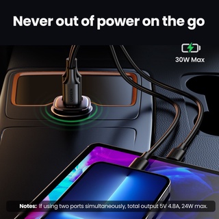 Tẩu sạc UGREEN USB-C USB-A sạc nhanh ô tô hai cổng 48W thích hợp cho Xiaomi 12/ Samsung S20 S21/ iP12 13 14 15Pro Max