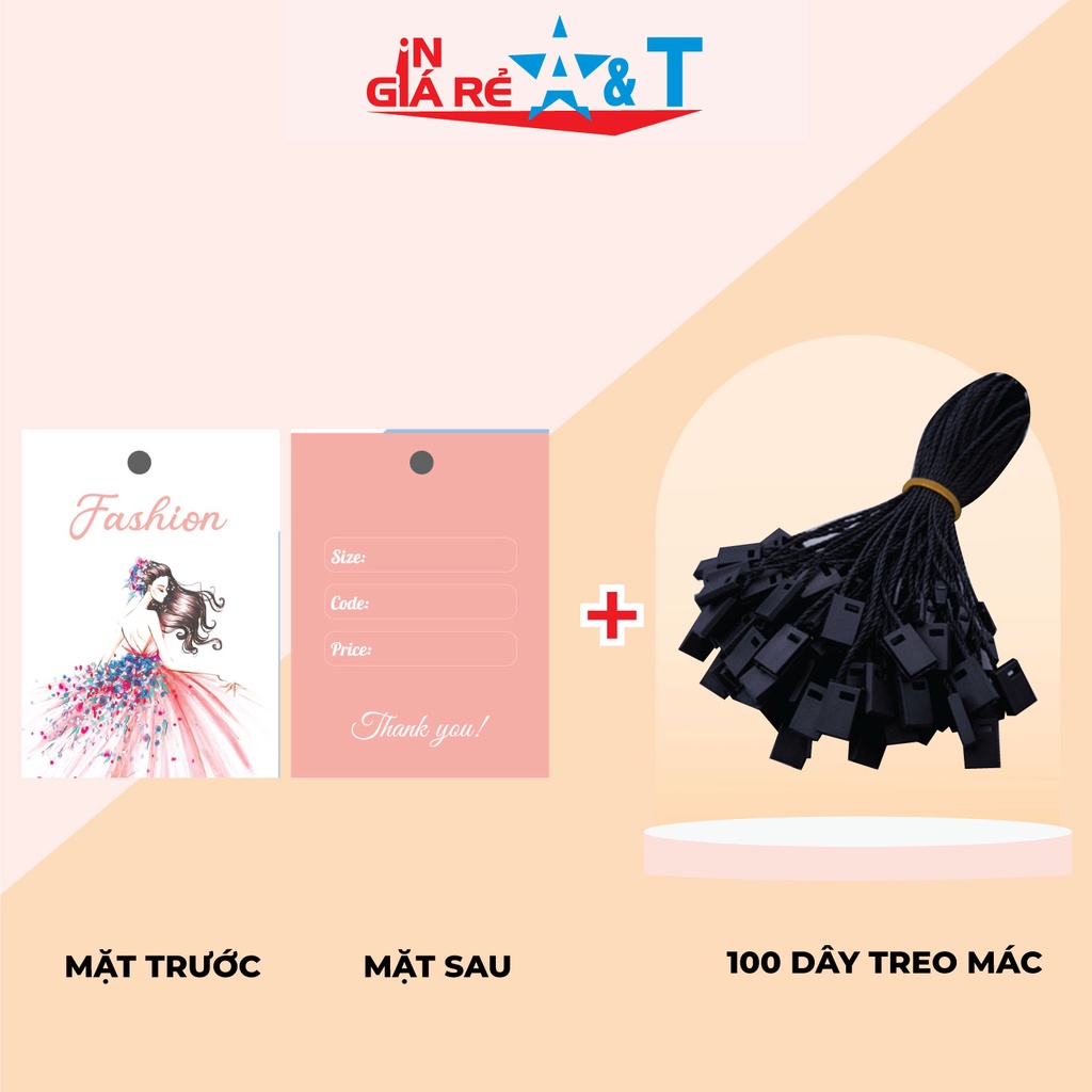 Mác quần áo combo 100 mác + 100 Dây Treo Thẻ Bài - Dây Dù Xâu Tag (Mác) Quần Áo