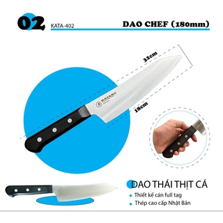 Dao bếp thái đa năng cao cấp Santoku KATANA Basic cán nhựa thép không gỉ - KATA401 (165mm)