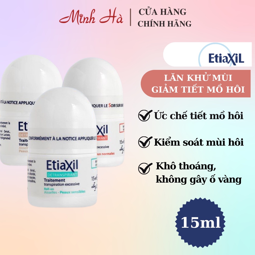 Lăn khử mùi EtiaXil Detranspirant Traitement Roll-On 15m dành cho da nhạy cảm