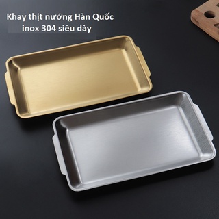 Khay Chữ Nhật  36*20cm Inox 304 mạ titanium Vàng Đựng Thức Ăn Gia Đình-Nhà Hàng..