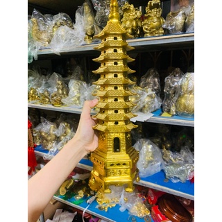 Tháp Văn Xương 9 tầng bằng đồng thật Cỡ lớn cao 39cm 30cm Vật phẩm phong thủy học hành thăng tiến trang trí Quà tặng