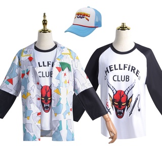 Áo sơ mi tay ngắn và áo thun bộ cosplay Hellfire Club từ Stranger Things S4 - PS2