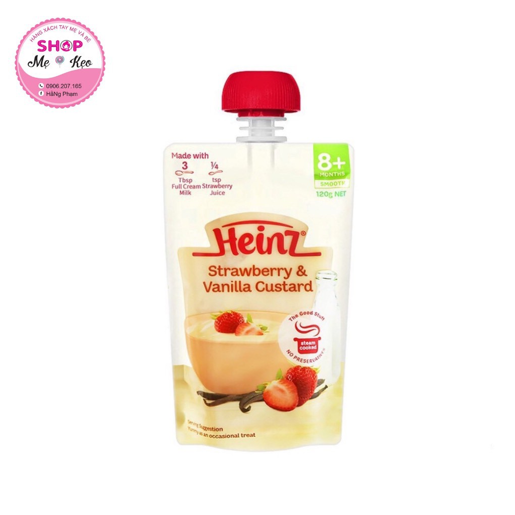 Váng sữa Heinz Custard, Úc (120g) đủ vị vani, chuối, xoài,dâu bổ sung năng lượng dinh dưỡng cho bé từ 6 tháng trở lên
