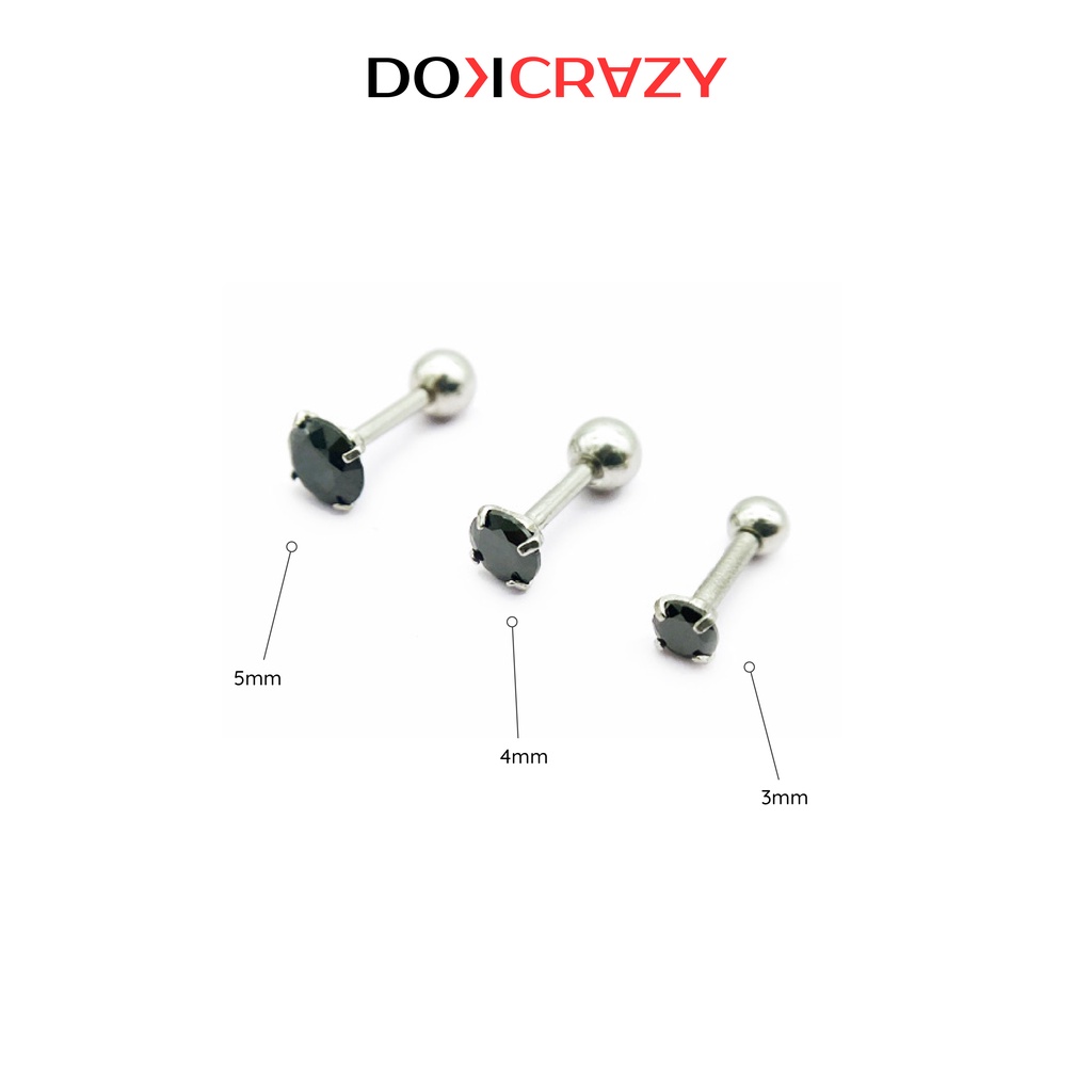 Ảnh Bông tai nụ đá trắng đen DOKCRAZY unisex nhiều size thời trang 3