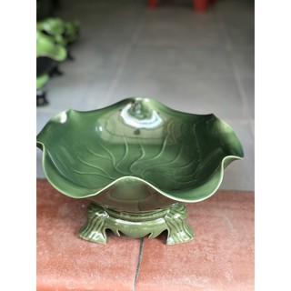 Bát Sen Thả Hoa Màu Xanh lục Ngọc Hàng Đẹp Bát Tụ Lộc đồ thờ cúng gốm sứ đề ban thần tài hút tài lộc