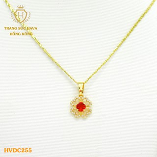 Dây Chuyền, Vòng Cổ Nữ Mặt Đính Đá, Titan Xi Mạ Vàng Non 24k Cao Cấp - Trang Sức Hava Hong Kong