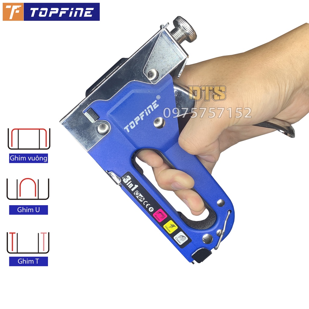 Máy bấm ghim công nghiệp cầm tay 3 trong 1 TOPFINE, súng bắn ghim cầm ...