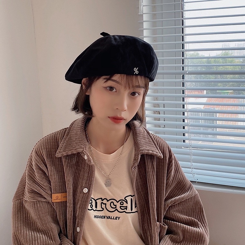 MŨ NỒI , BERET KAKI THÊU % PHONG CÁCH HQ SIÊU HOT