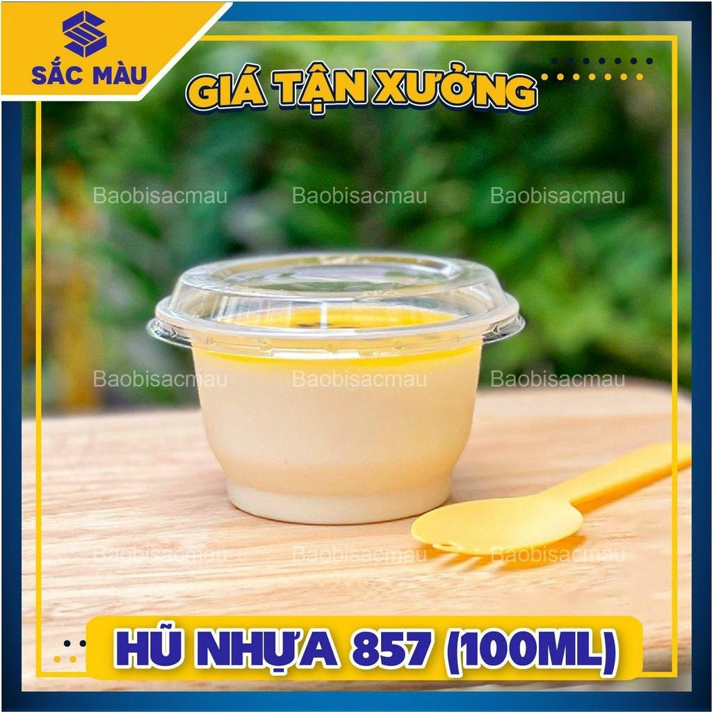 100 hũ nhựa 857 đựng rau câu, topping,... dung tích 100ml kèm nắp ...