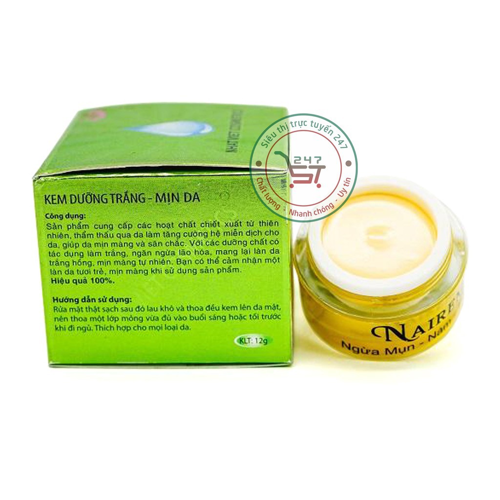 Kem dưỡng Trắng da mặt Mịn da Ngừa lão hóa Nairem 8g (Xanh lá-Trắng)