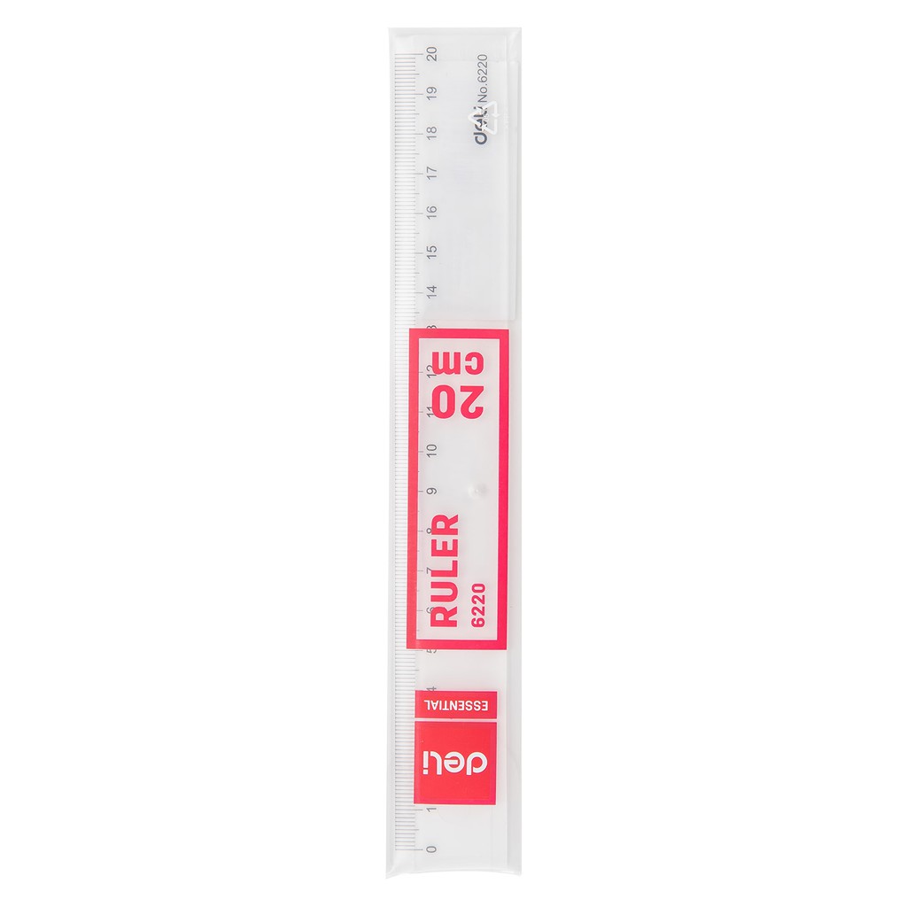 Thước kẻ nhựa học sinh 20cm Deli, trong suốt - Dễ nhìn, dễ đo lường - 1 chiếc - Chất liệu PS bền, chống trầy xước