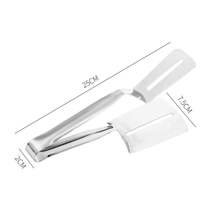 Kẹp gắp thức ăn chiên rán lật bánh- xẻng lật thực phẩm bằng inox