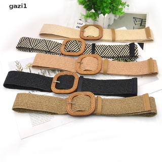 Thắt lưng đan rơm co giãn khóa vuông phong cách Boho cổ điển thời trang mùa hè dành cho nữ Gzi1