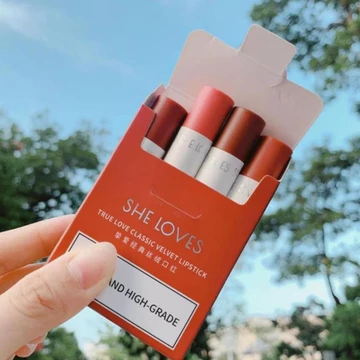 Thienvinh242 - Set Son Kem Mini Không Phai Thiết Kế Vỏ Son Trái Tim Xinh Xắn