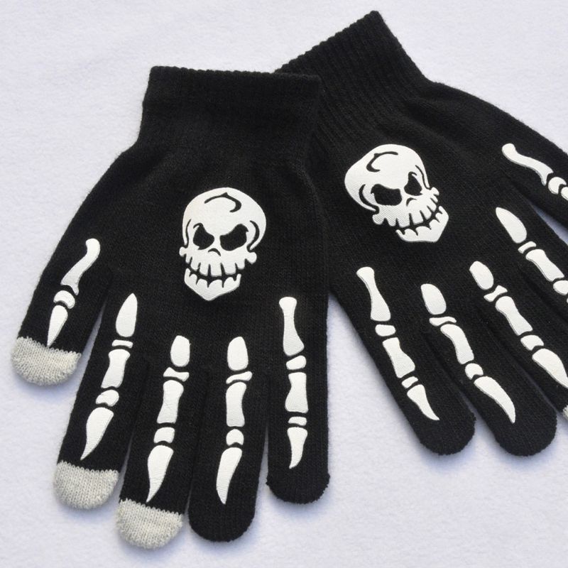 Unisex Adult Children Winter Cycling Full Fingered Gloves Halloween Horror Skull