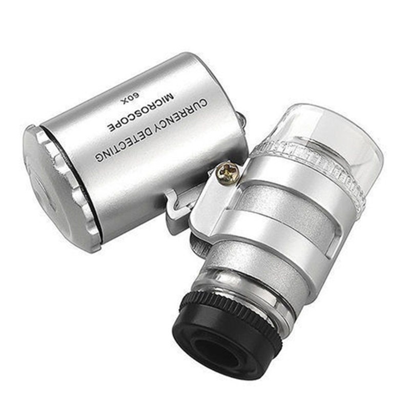 Kính lúp hiển vi mini 60X có đèn LED