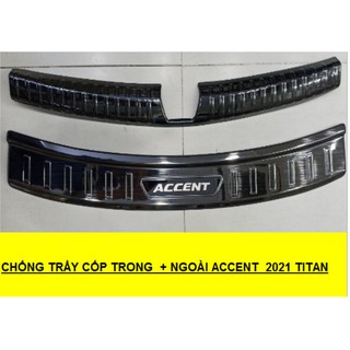 Ốp chống trầy cốp trong, ngoài xe Hyundai Accent đời 2018 - 2020, 2021-2023, 2024-2025 Vân TITAN cao cấp, sáng bóng