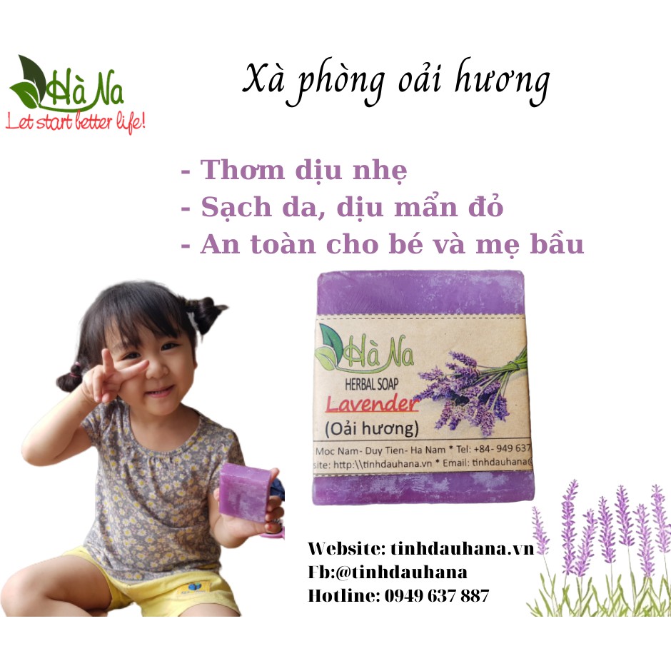 Xà bông Thảo Dược Oải Hương - thư giãn, giảm stress, sạch da - Tinh Dầu Hà Na