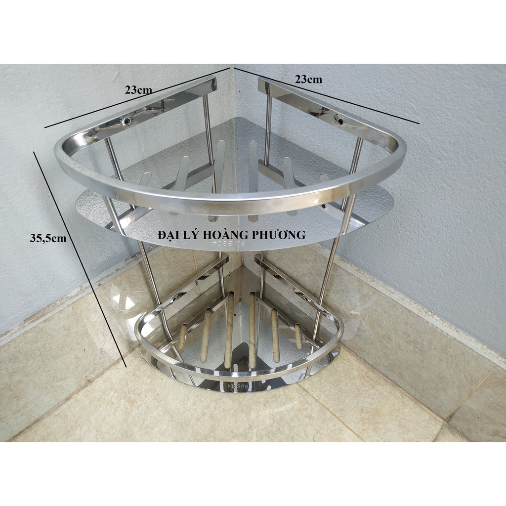 KỆ GÓC 2 TẦNG INOX SUS 304 XỊN NẶNG KỆ GÓC TAM GIÁC NHÀ TẮM KỆ GÓC TAM ...