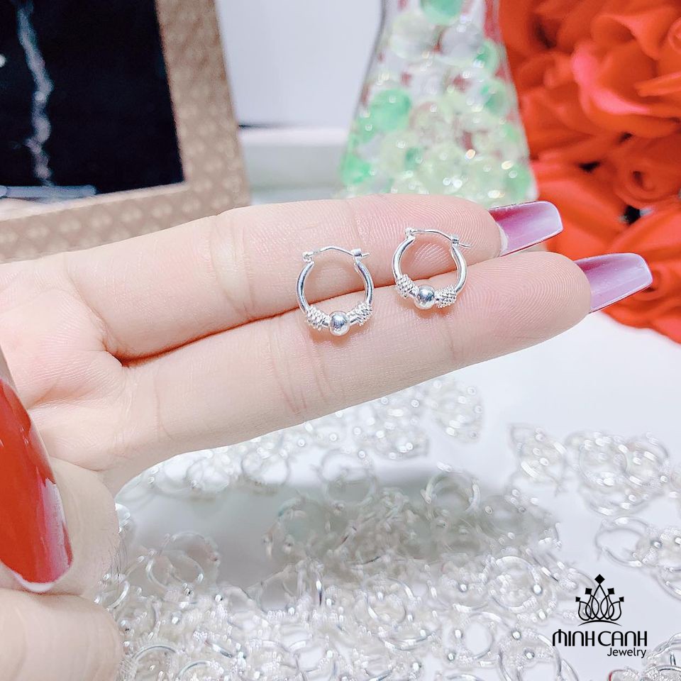 Ảnh Hoa Tai Bạc Dạng Tròn Cho Bé Gái - Minh Canh Jewelry 2