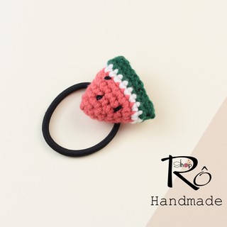 Dây buộc tóc dưa hấu len xinh xắn cho nữ và bé gái 4cm |Đồ cột tóc Handmade |Shop Rô Handmade