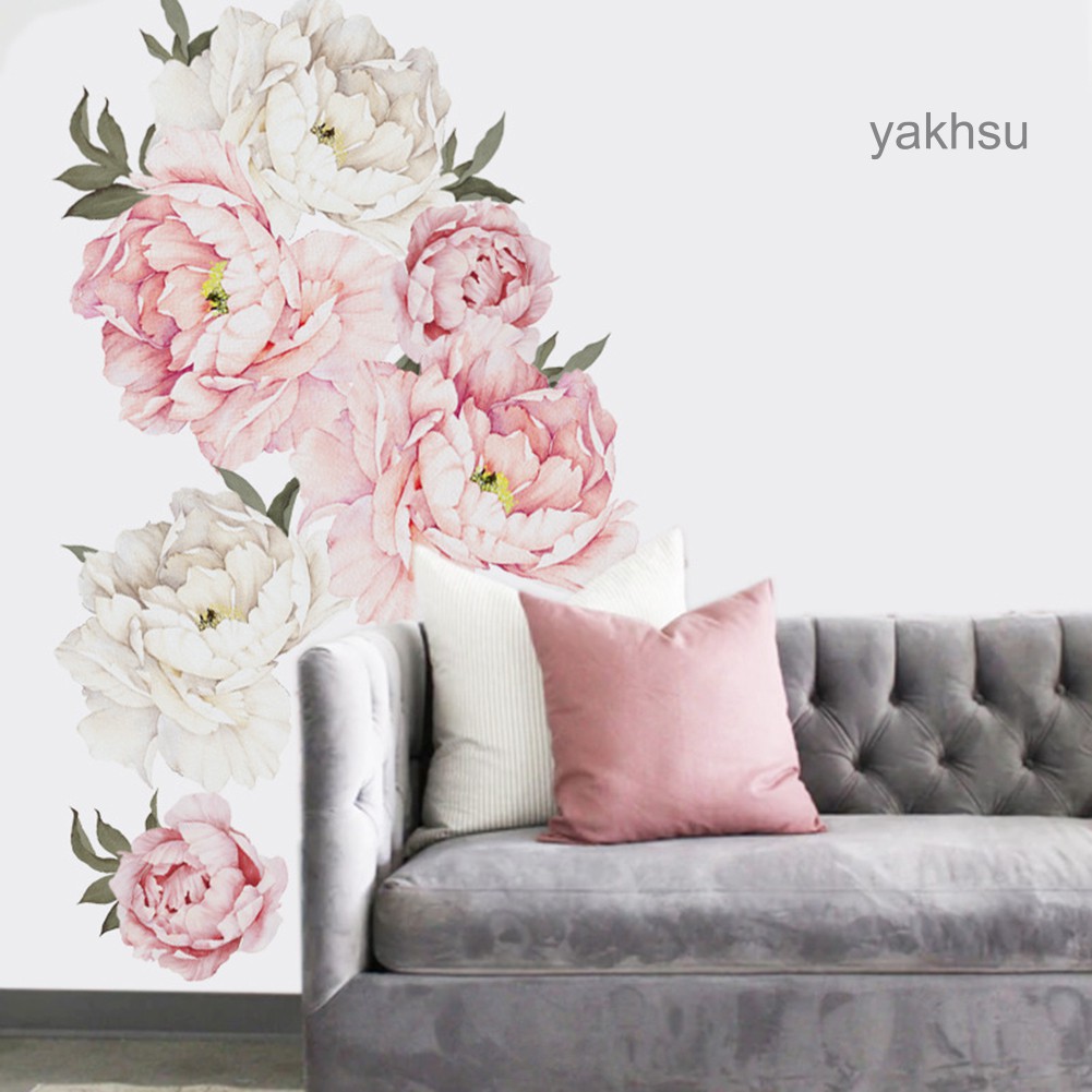 HY.qt.Peony Hoa PVC Dán Tường DIY Nhà Phòng Khách Phòng Ngủ Đề Can Trang Trí