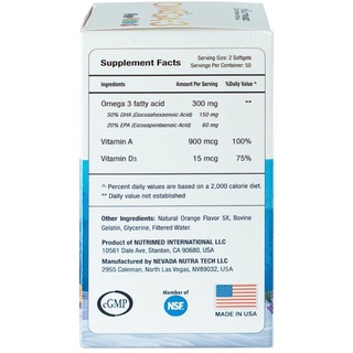 Dầu Cá Cho Trẻ Em Omega 3 For Kids Nutrimed International (Hộp 100 Viên)