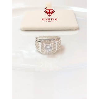 Nhẫn nam bạc ta ổ đá cao cấp, Nhẫn nạm đá bạc ta cao cấp cho nam-Minh Tâm Jewelry