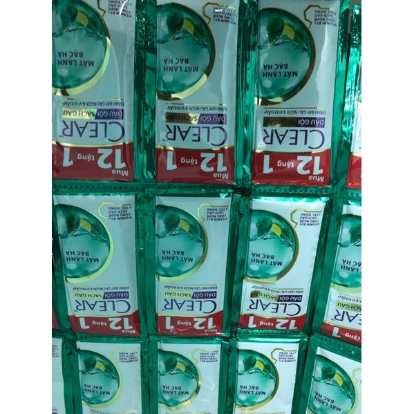 Combo 6 Dầu gội Clear Sạch gàu Mát lạnh bạc hà gói 6g