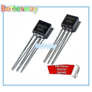 200 chiếc 100 đôi 50 đôi 2N5551 2N5401 5551 5401 TO-92 (100 CÁI * 2N5401 + 100 CÁI * 2N5551) Transistor lưỡng cực - BJT PNP Gen Pr Amp Betterway