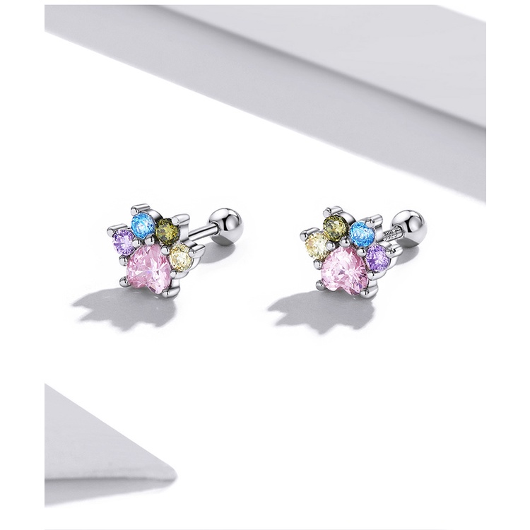 Bamoer Bông Tai bạc 925 Đính Đá Zircon Nhiều Màu Sắc sce1334