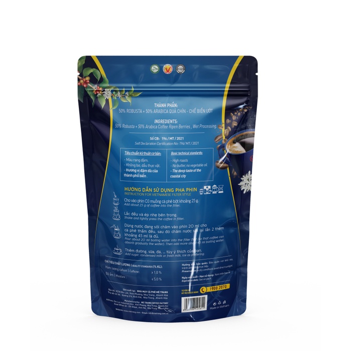 Ảnh Cà phê pha phin, cà phê bột Ocean Blue - Mê Trang, gói zipper 250gr 1