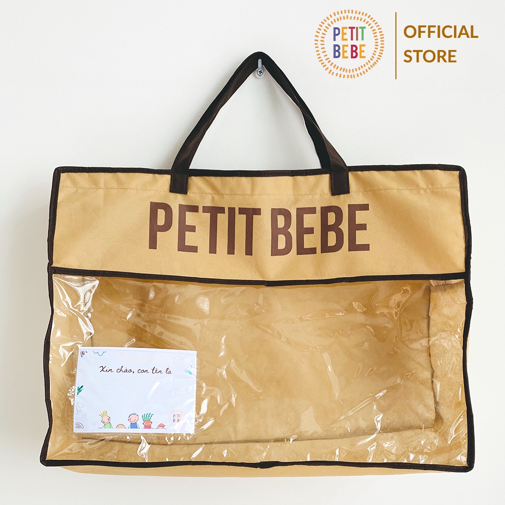 Túi đựng bộ chăn gối cho bé đi học kèm thẻ tên PETIT BEBE