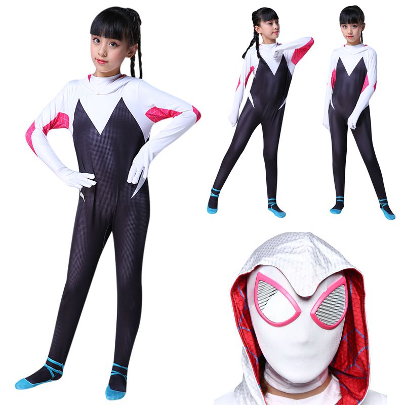Người Nhện The Into Spider-Verse Gwen Stacy Trang Phục Trẻ Em Trang Phục Áo liền quần Cosplay