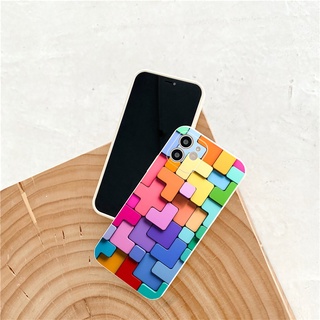 Ốp lưng iphone cạnh vuông Lego sắc màu dành cho iphone 6 đến 16promax - E101