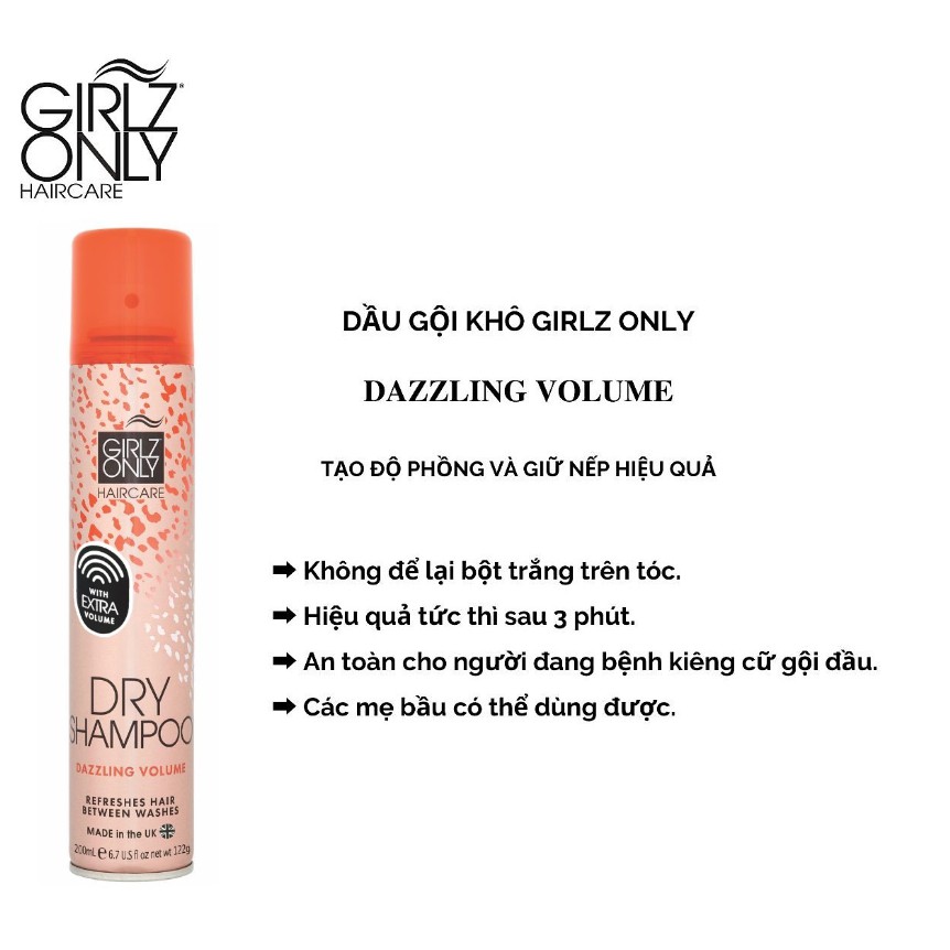 Ảnh Dầu Gội Khô Girlz Only dry shampoo Party Nights / Dawn 'Til Dusk / Dazzling Volume / No Residue Nude 100ml, 200ml 4