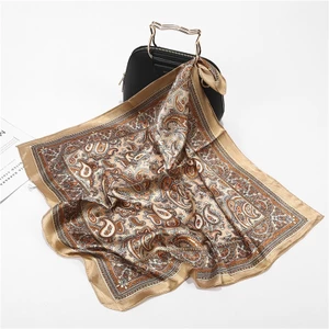 Jifang Nữ Retro Vintage Paisley In Hình Satin Lụa Vuông Khăn Quàng Cổ Bandana 60x60cm WJ306