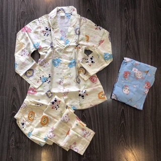 Đồ bộ pijama tay dài chất liệu siêu mát thích hợp cho mùa hè, hình chụp thật