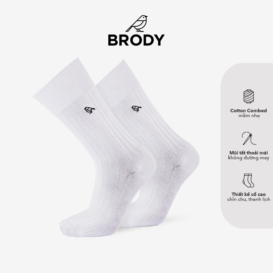 Tất cổ cao BRODY Trắng Ngà Cotton Combed cao cấp Thời trang nam Công sở - MC00679