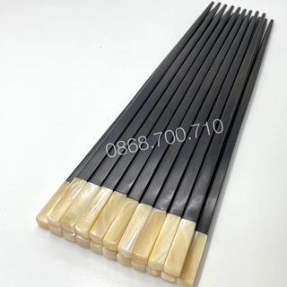 Đuac gỗ Mun đầu vuông gắn ốc biển singapore - hàng cao cấp - mun chuẩn 100%