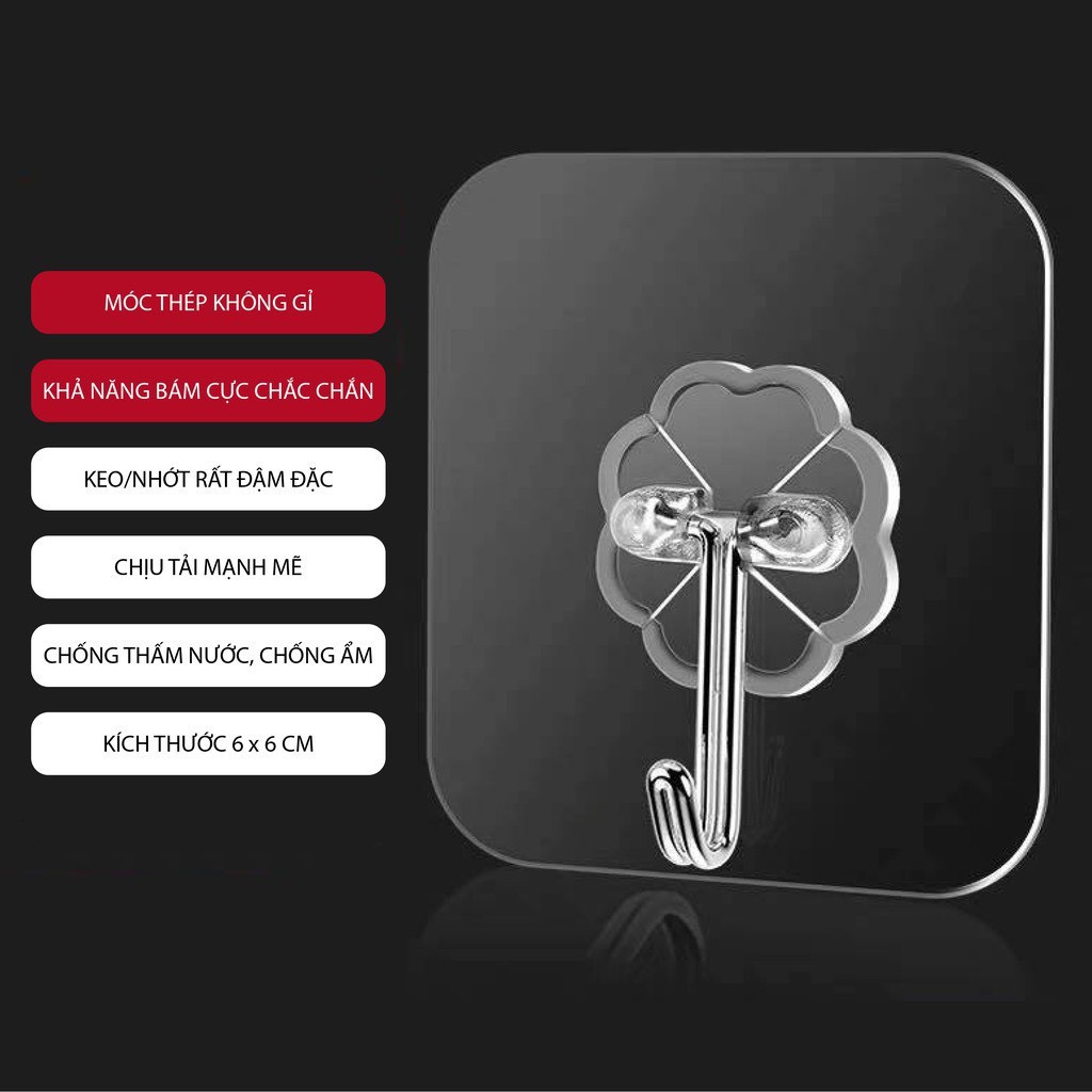 combo 10 Móc dáng tường trong suốt chịu lực đa năng