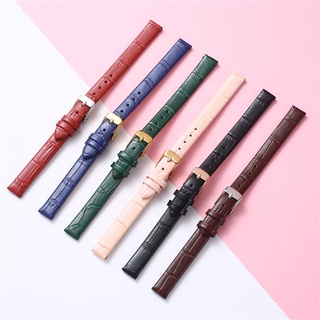 Dây Đeo Đồng Hồ Bằng Da Thật Kích Thước Nhỏ 8mm 10mm 12mm 14 16 18 20mm Kèm Khóa Kim Loại Màu Vàng Hồng Dành Cho Nữ